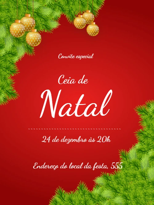 Convite de Ceia de Natal Elegante para Editar e Enviar