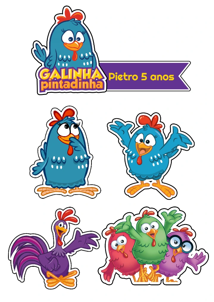 Topo de Bolo Galinha Pintadinha Editável para Imprimir