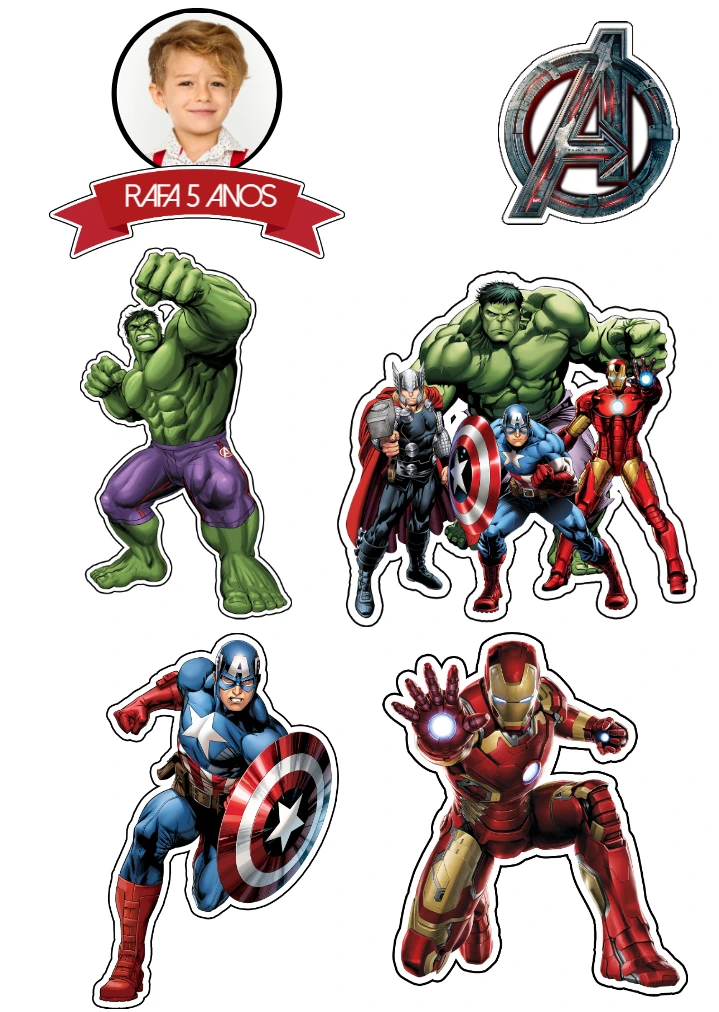 Topo de Bolo Vingadores para Aniversário para Editar Online