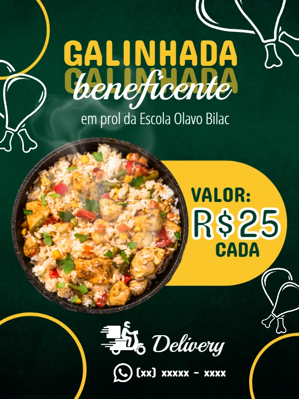 Flyer de Galinhada Beneficente para Editar Online