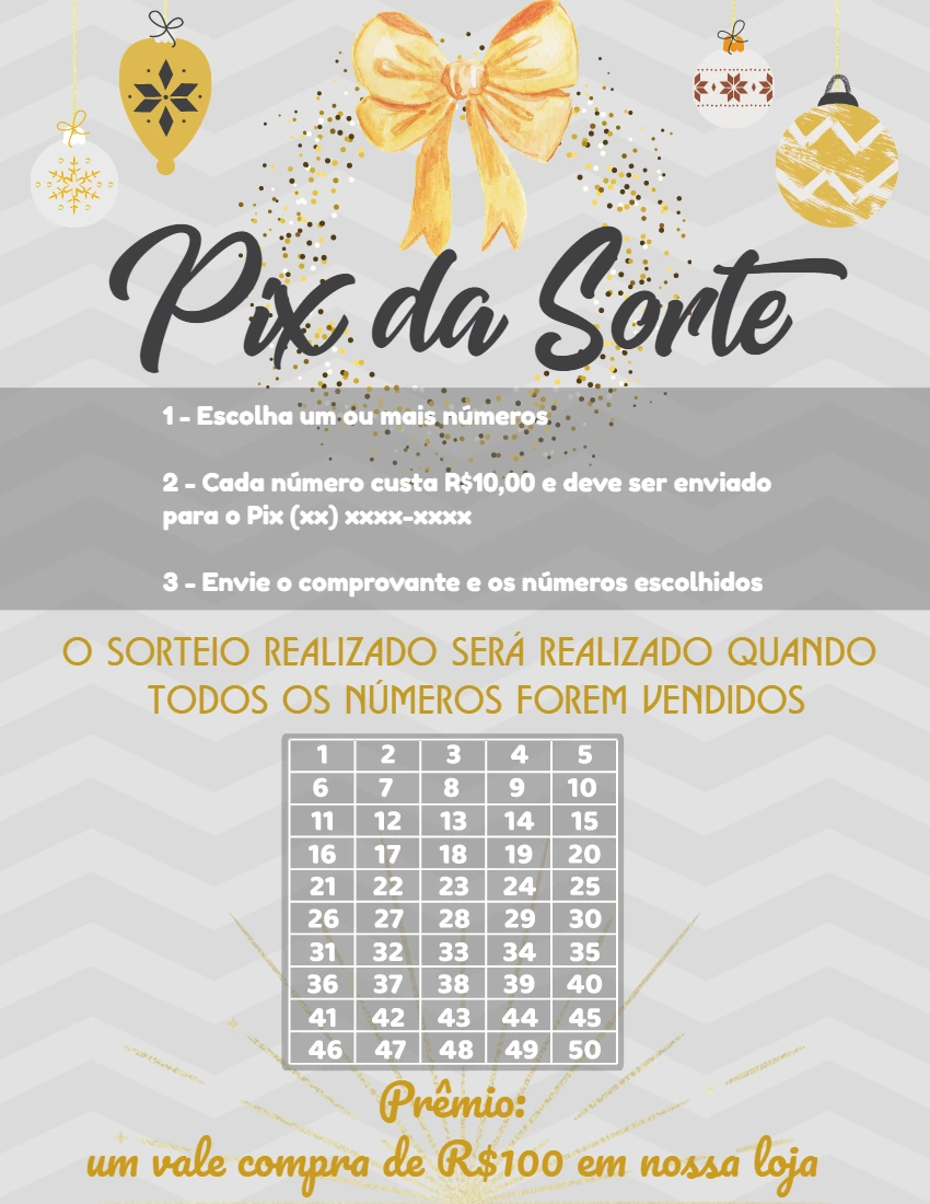 Rifa Pix da Sorte de Ano Novo para Editar Online e Imprimir
