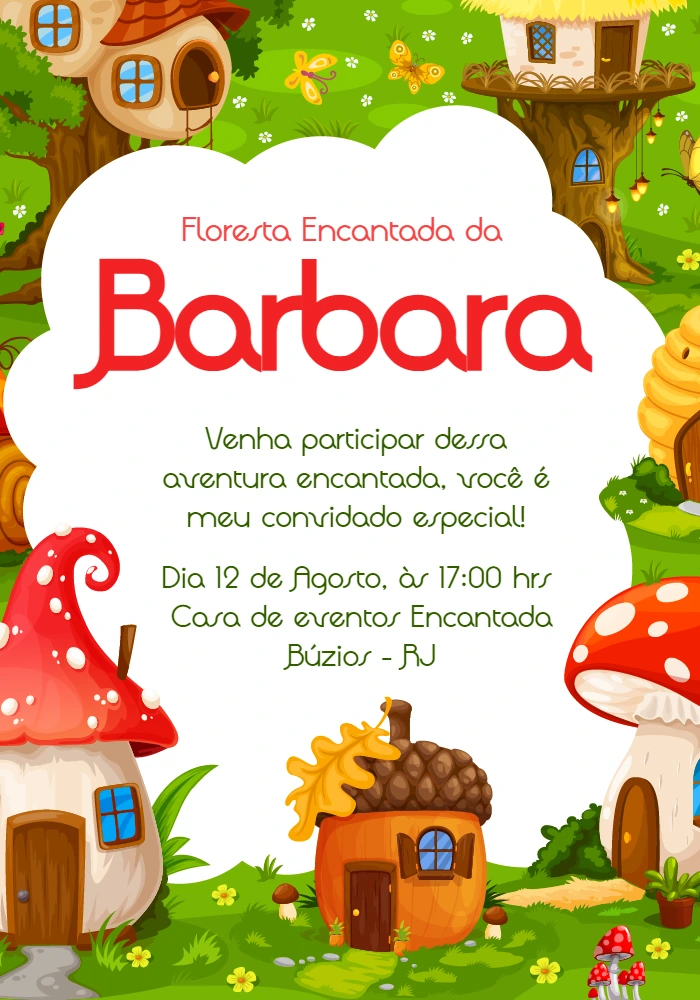 Convite Aniversário Floresta Encantada para Editar Online