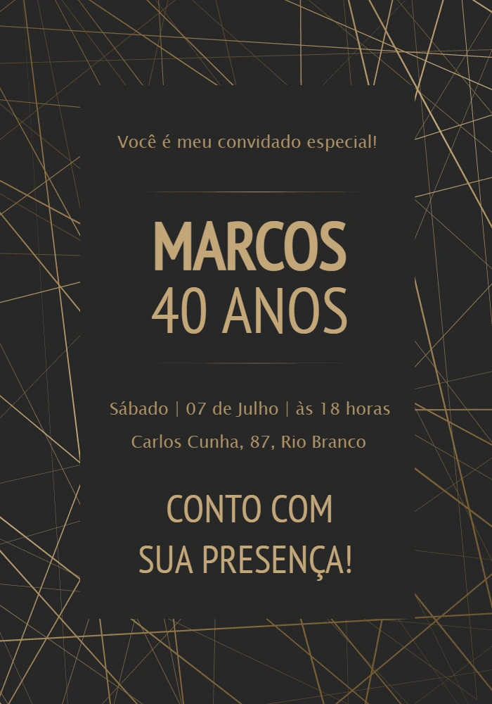 Convite de Aniversário Masculino Elegante para Editar Online