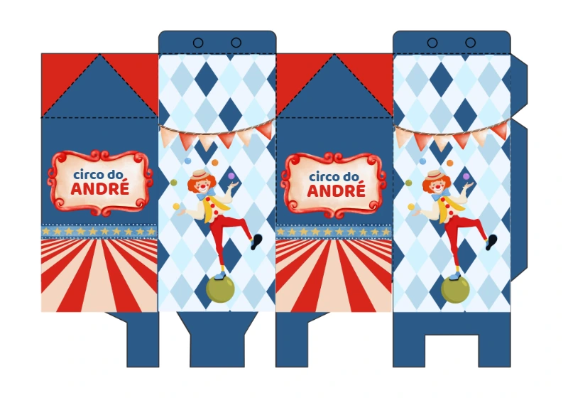 Molde Caixa Milk Festa Circo para Editar e Imprimir