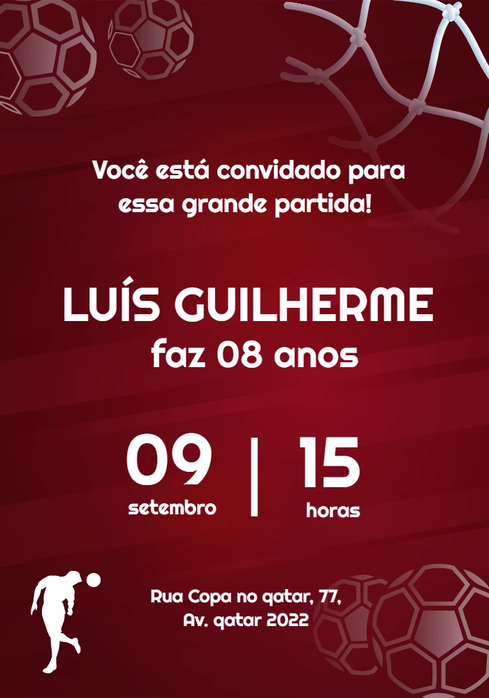 Convite de Aniversário Futebol para Editar Online