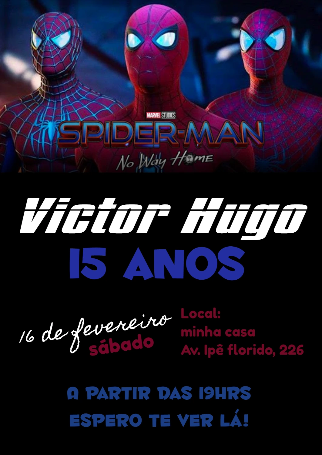 Convite de Aniversário Homem Aranha para Editar Online