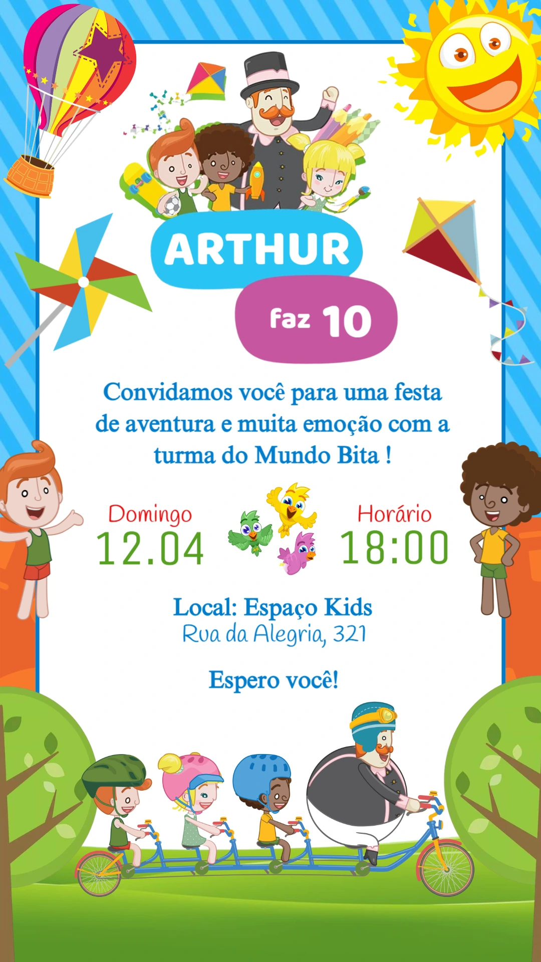 Convite de Aniversário Mundo Bita para Editar Online