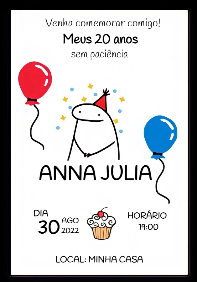 Convite de Aniversário Flork Meme para Editar Online