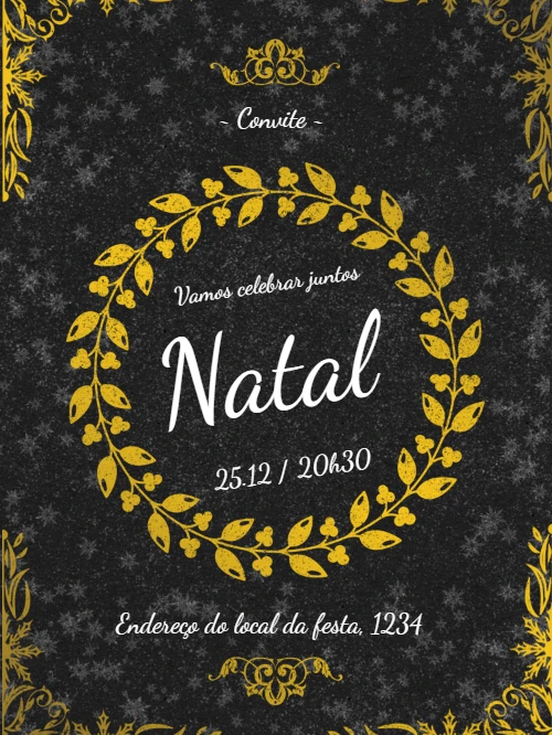 Convite de Natal Elegante Dourado para Editar Online