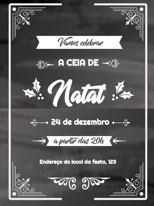 Convite de Natal Estilo Lousa para Editar Online