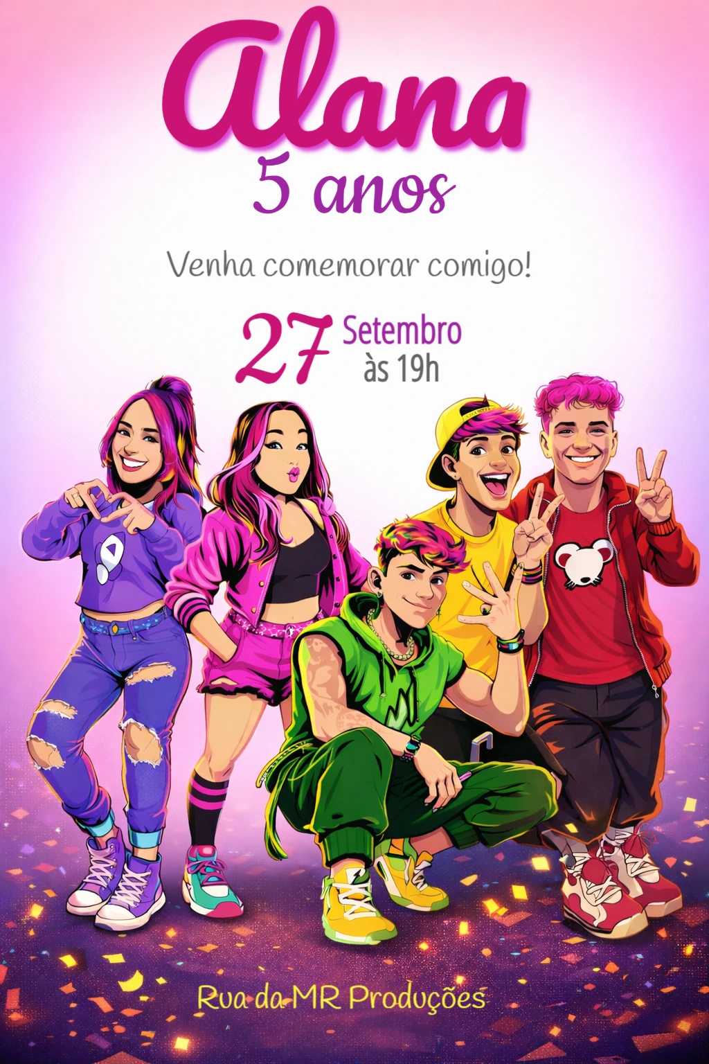 Convite de Aniversário Dos Rosa para Editar