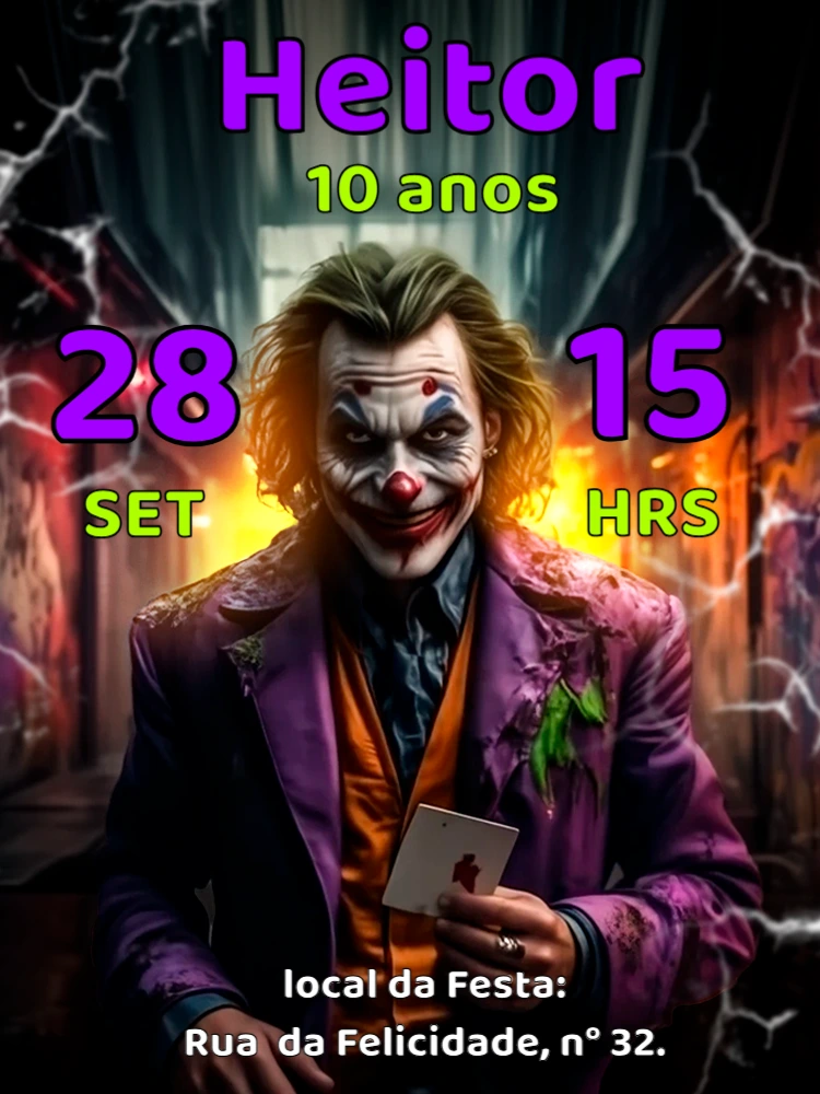Convite de Aniversário do Coringa Editável Online