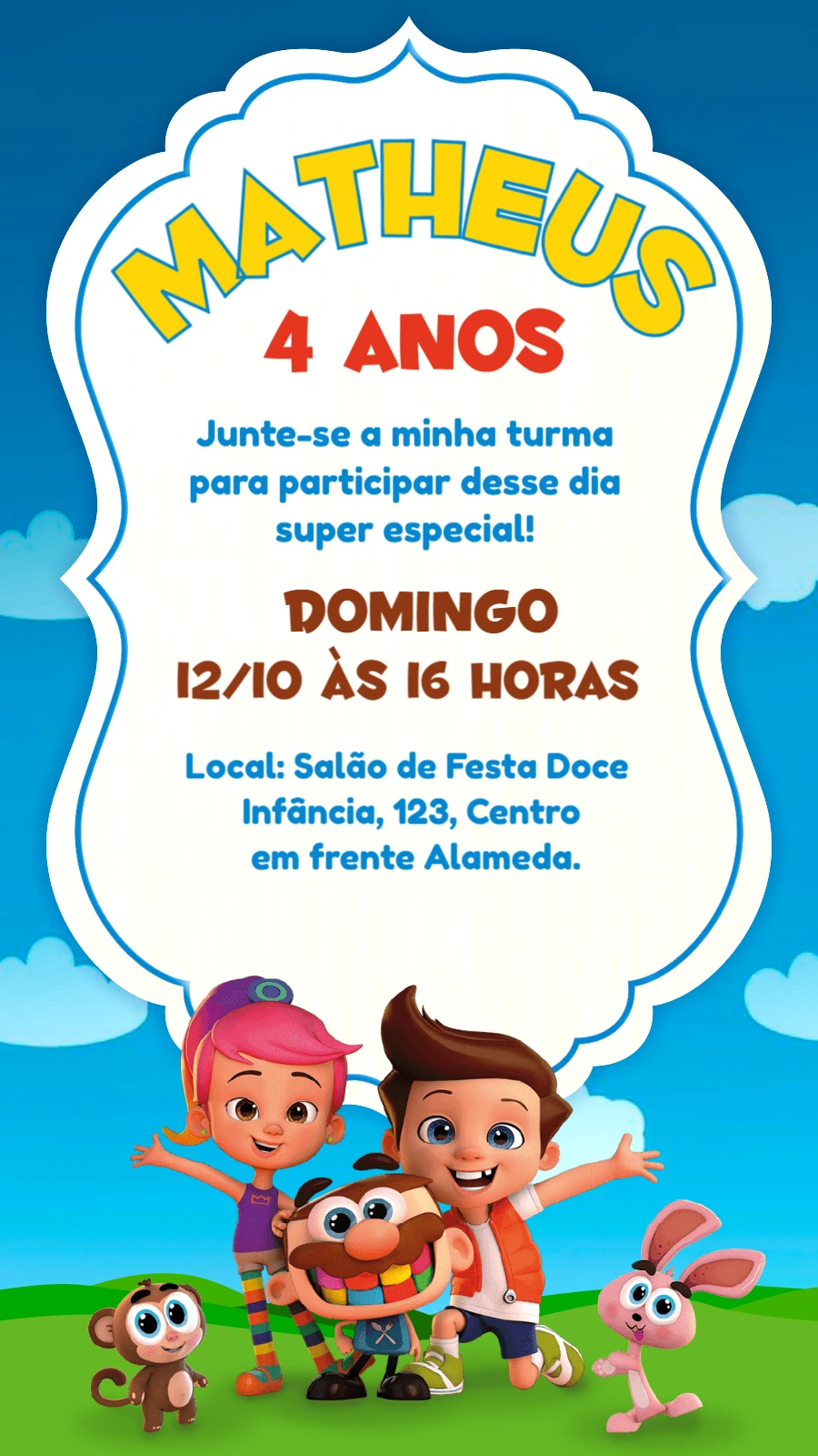 Convite Aniversário Totoy O Comilão para Editar Online