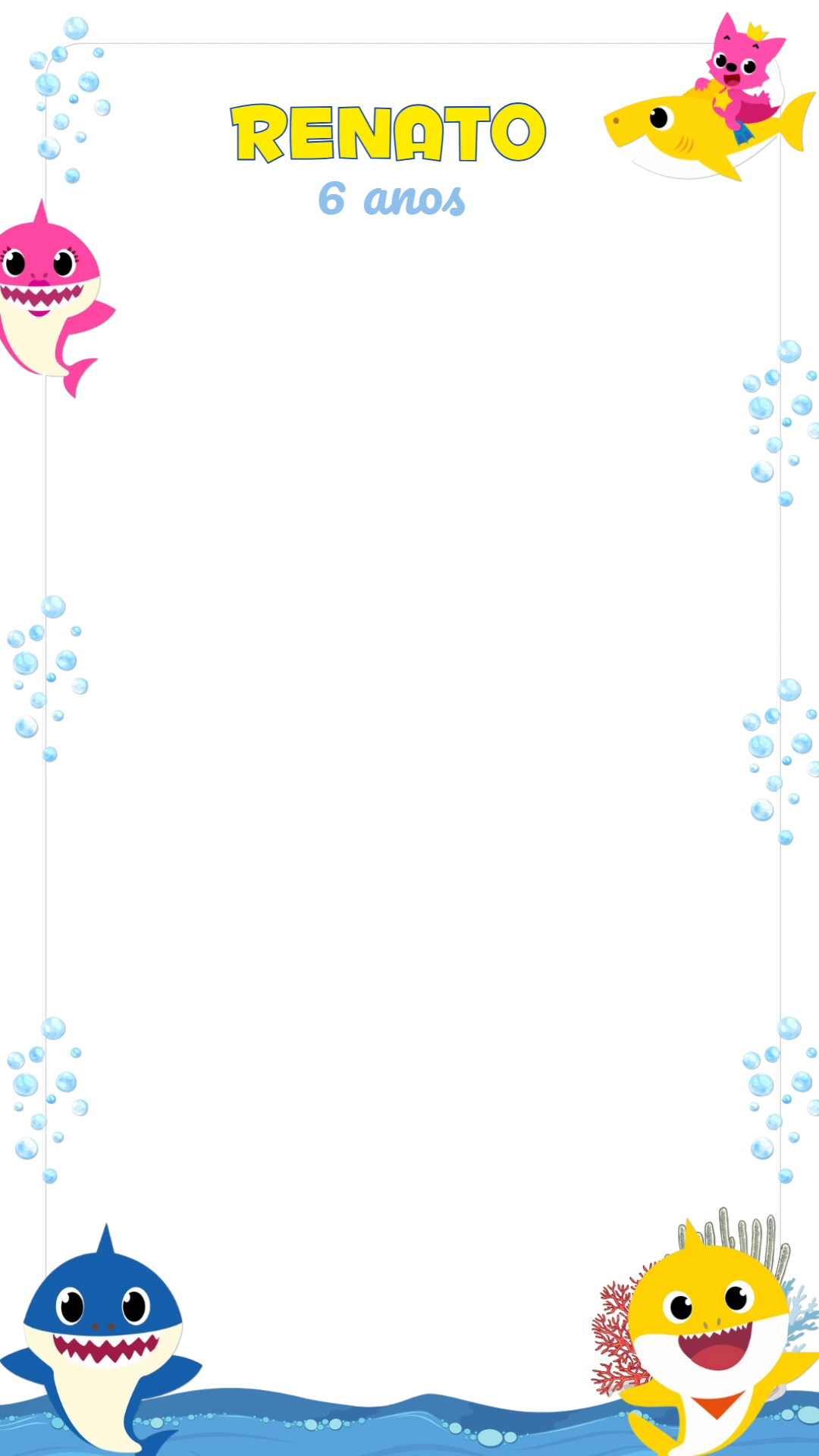 Moldura de Aniversário Baby Shark para Editar Online