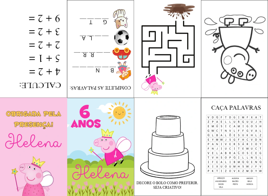 Livrinho de Atividades Peppa Pig Editável para Aniversário