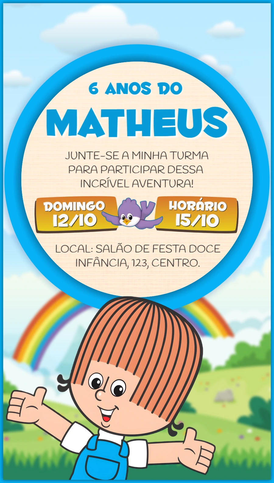 Convite Aniversário Turma do Cristãozinho para Editar Online