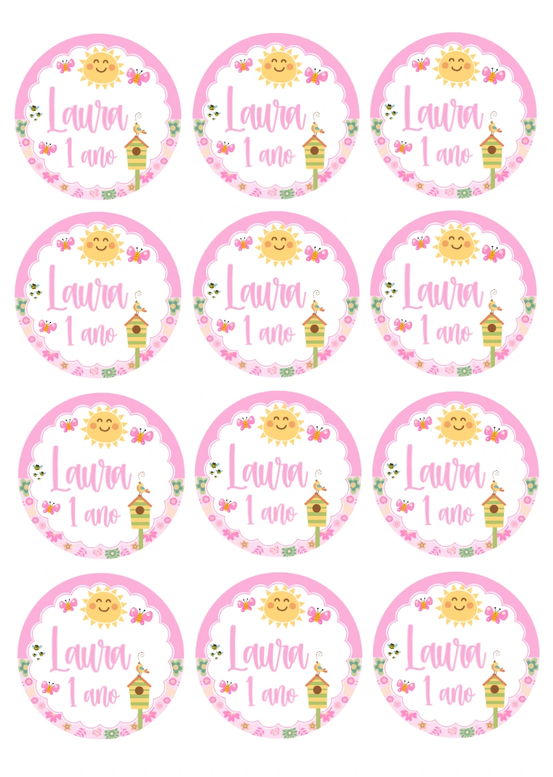 Adesivo Redondo Jardim Encantado para Editar Online