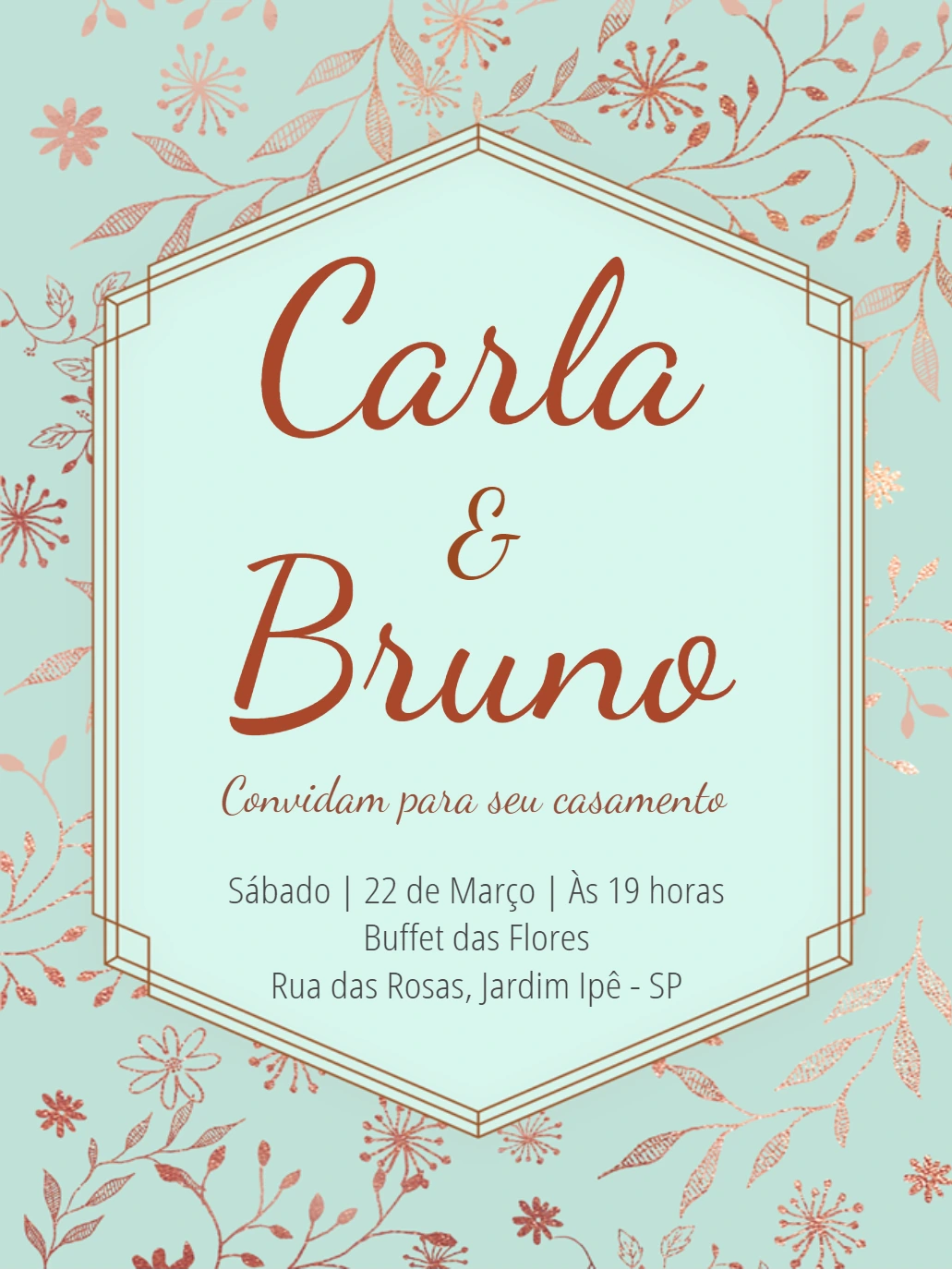 Convite de Casamento Floral Elegante para Editar Online