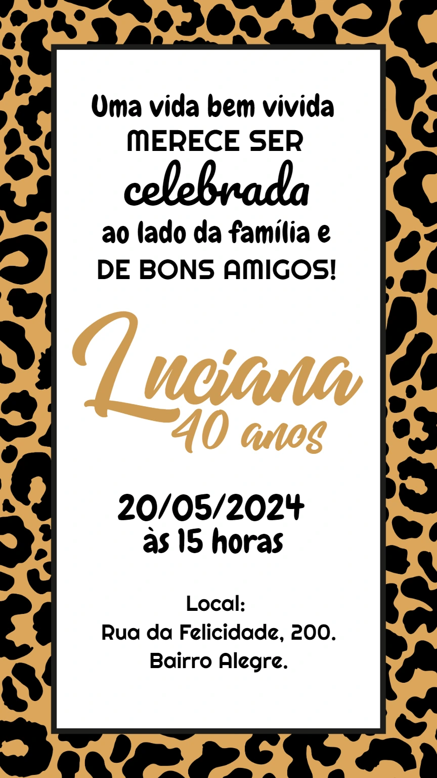 Convite Aniversário Oncinha Adulto para Editar Online