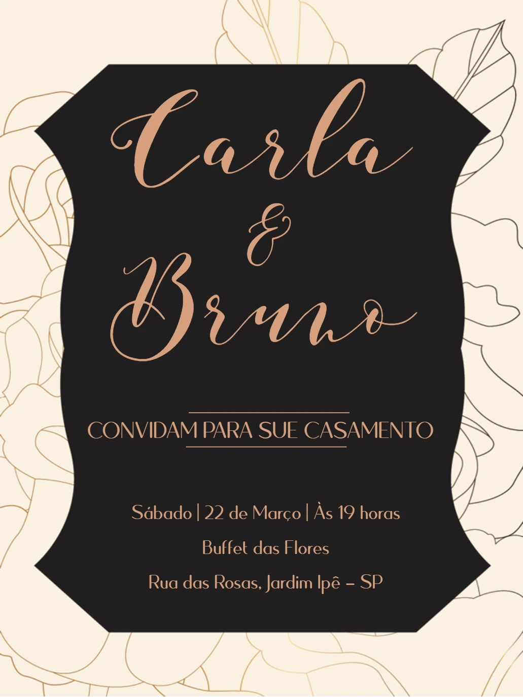 Convite de Casamento Elegante Floral para Editar Online