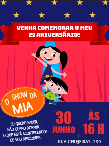 Convite de Aniversário Show da Luna para Editar Online