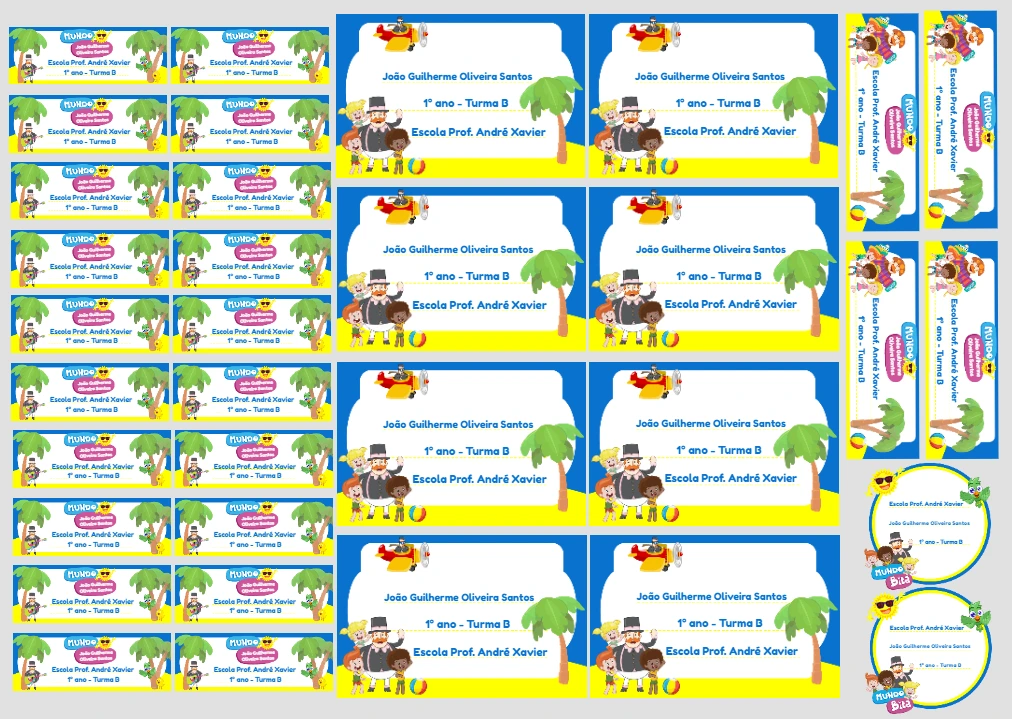 Etiquetas Escolares Mundo Bita para Editar e Imprimir Online