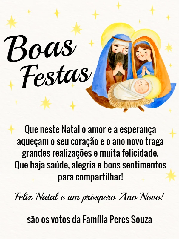 Cartão de Natal Boas Festas com Presépio para Editar Online