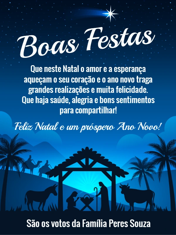 Cartão de Natal com Presépio Sagrada Família para Editar Online