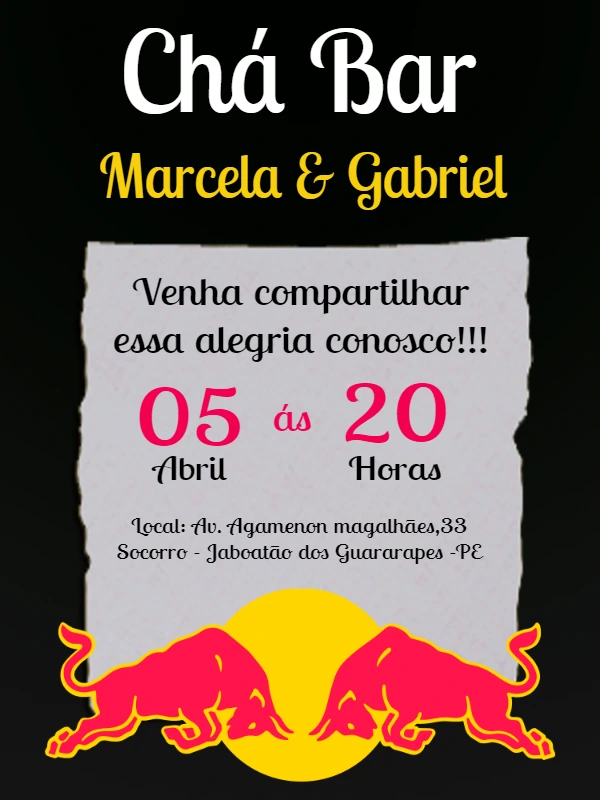 Convite Chá Bar Red Bull: Crie e Edite o seu Online