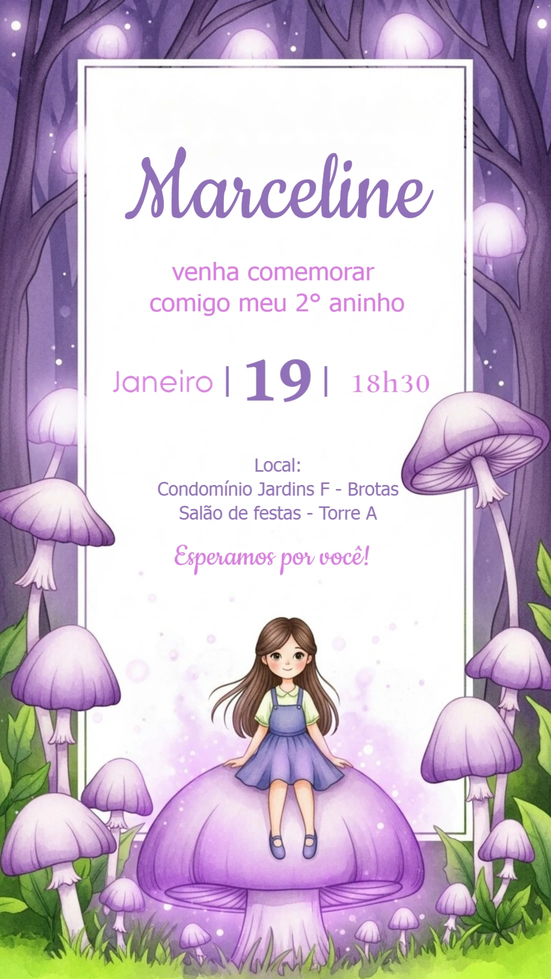 Convite de Aniversário Jardim Encantado para Editar Online