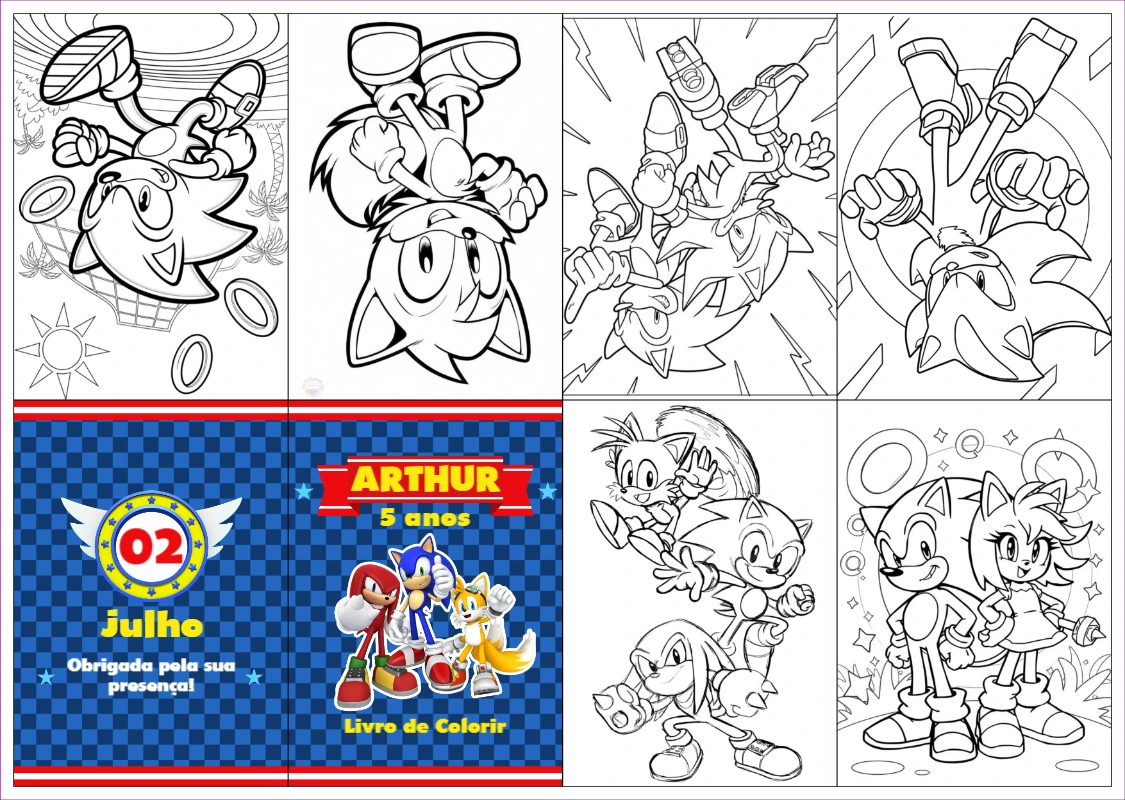 Lembrancinha Sonic: Livro de Colorir para Editar Online