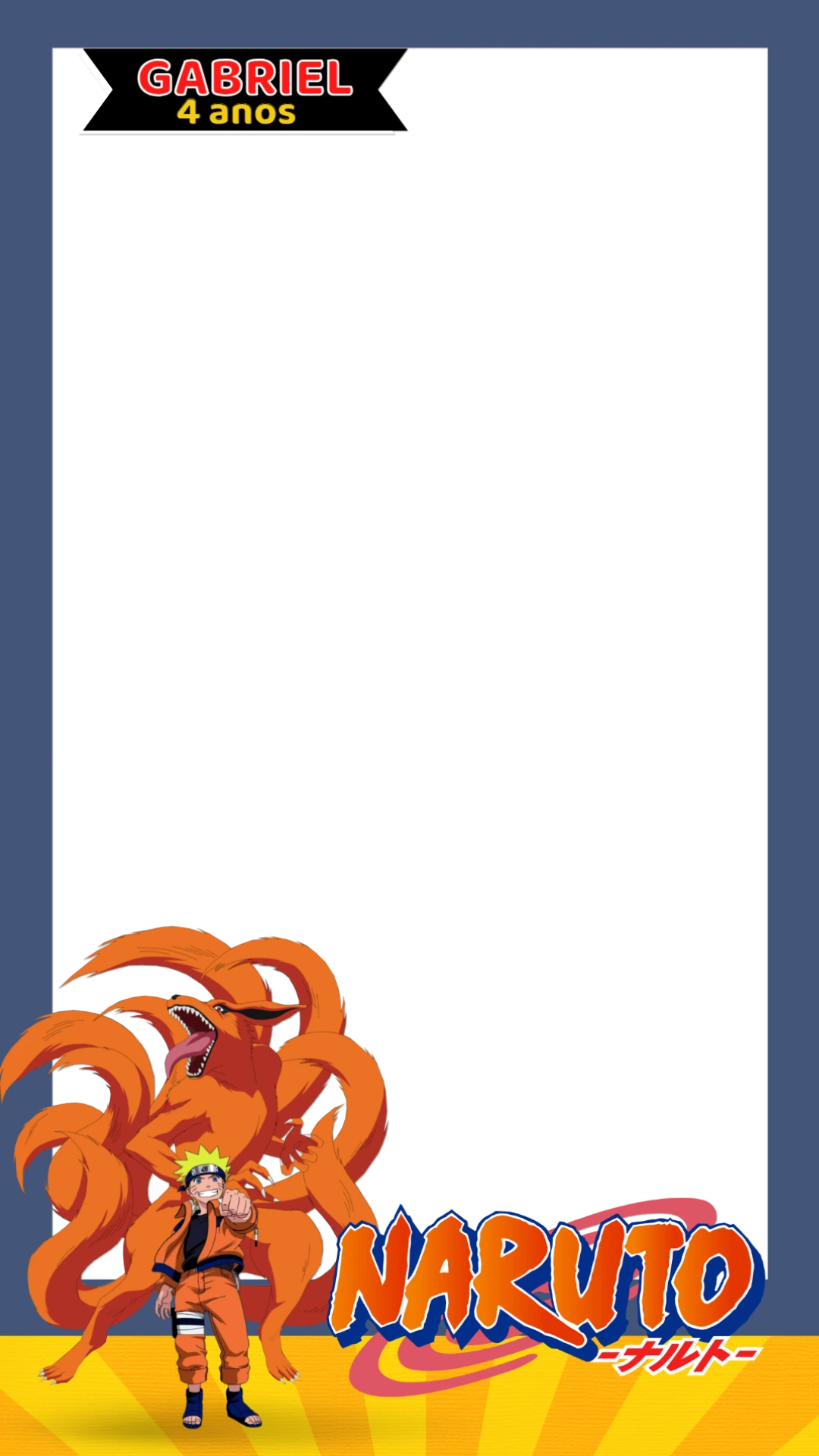 Moldura de Aniversário Naruto para Stories para Editar Online