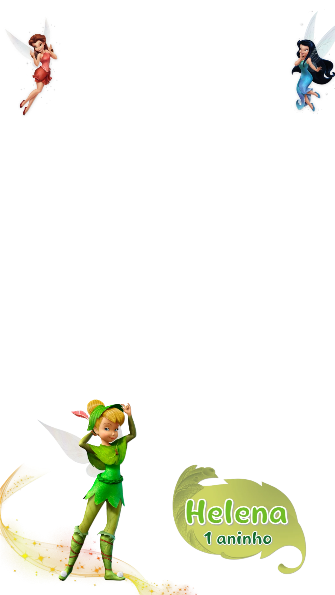 Moldura de Aniversário Sininho e Amigas para Editar Online