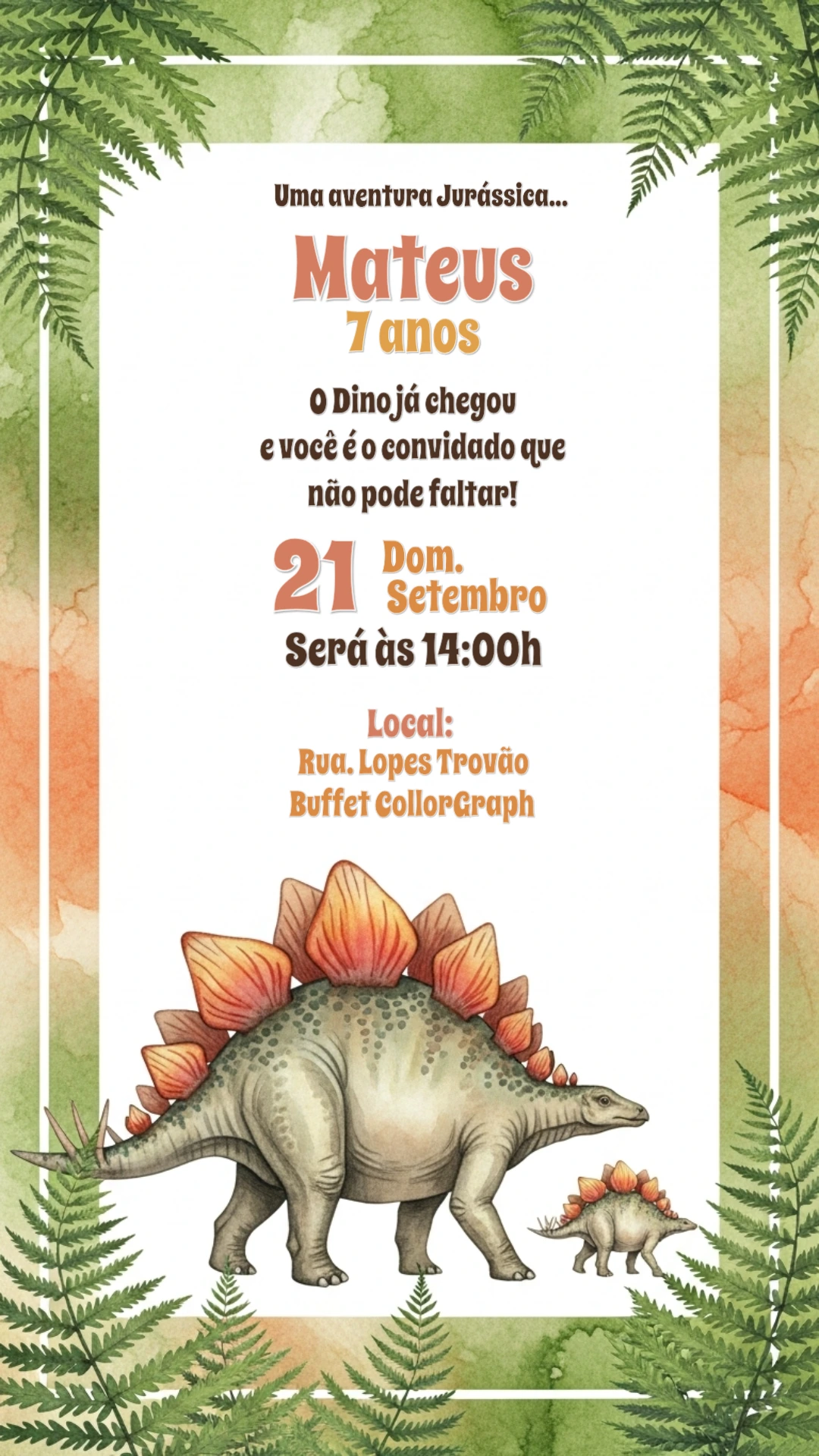 Convite Aniversário Dinossauro Jurassic Editável Online