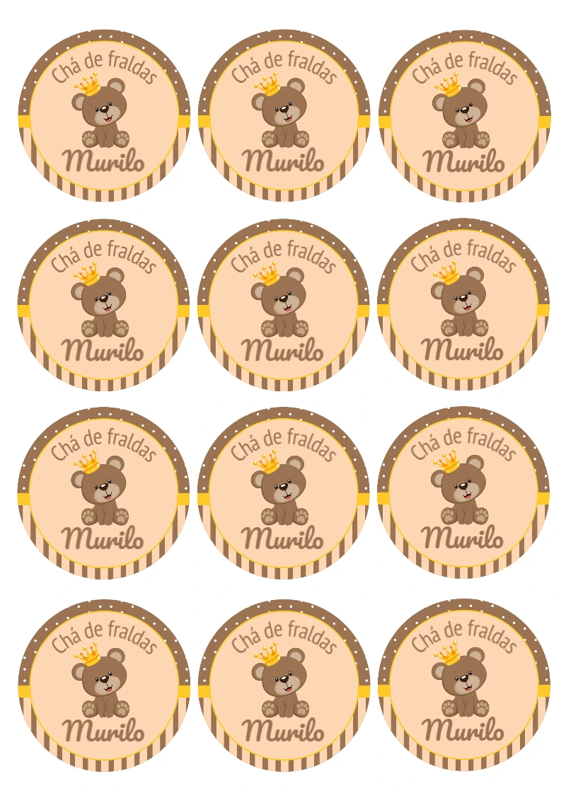 Adesivo Chá de Fraldas Ursinho Príncipe para Editar Online