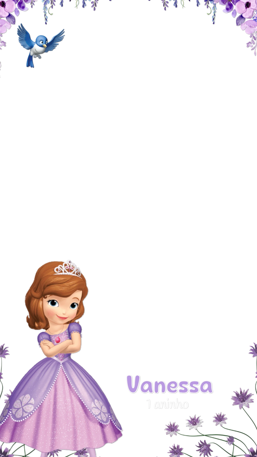 Moldura Aniversário Princesa Sofia para Editar Online