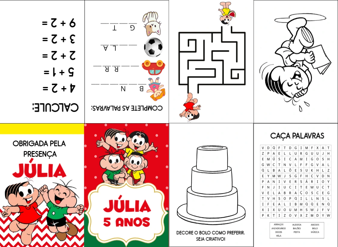 Festa Turma da Mônica: Livrinho de Atividades para Editar Online