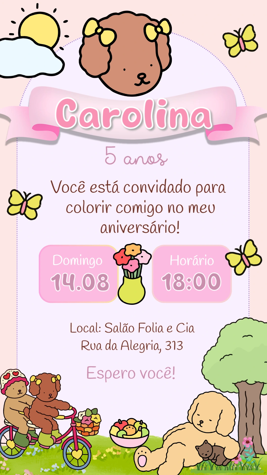 Convite Aniversário Cachorrinhos Bobbie Goods para Editar