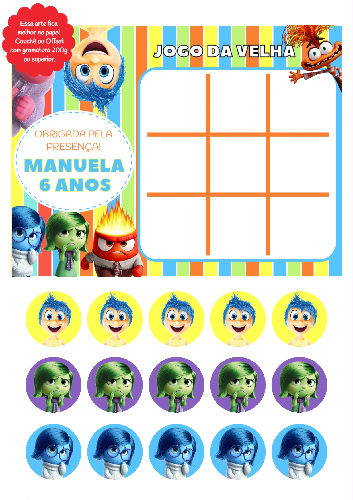Jogo da Velha Divertida Mente para Editar e Imprimir