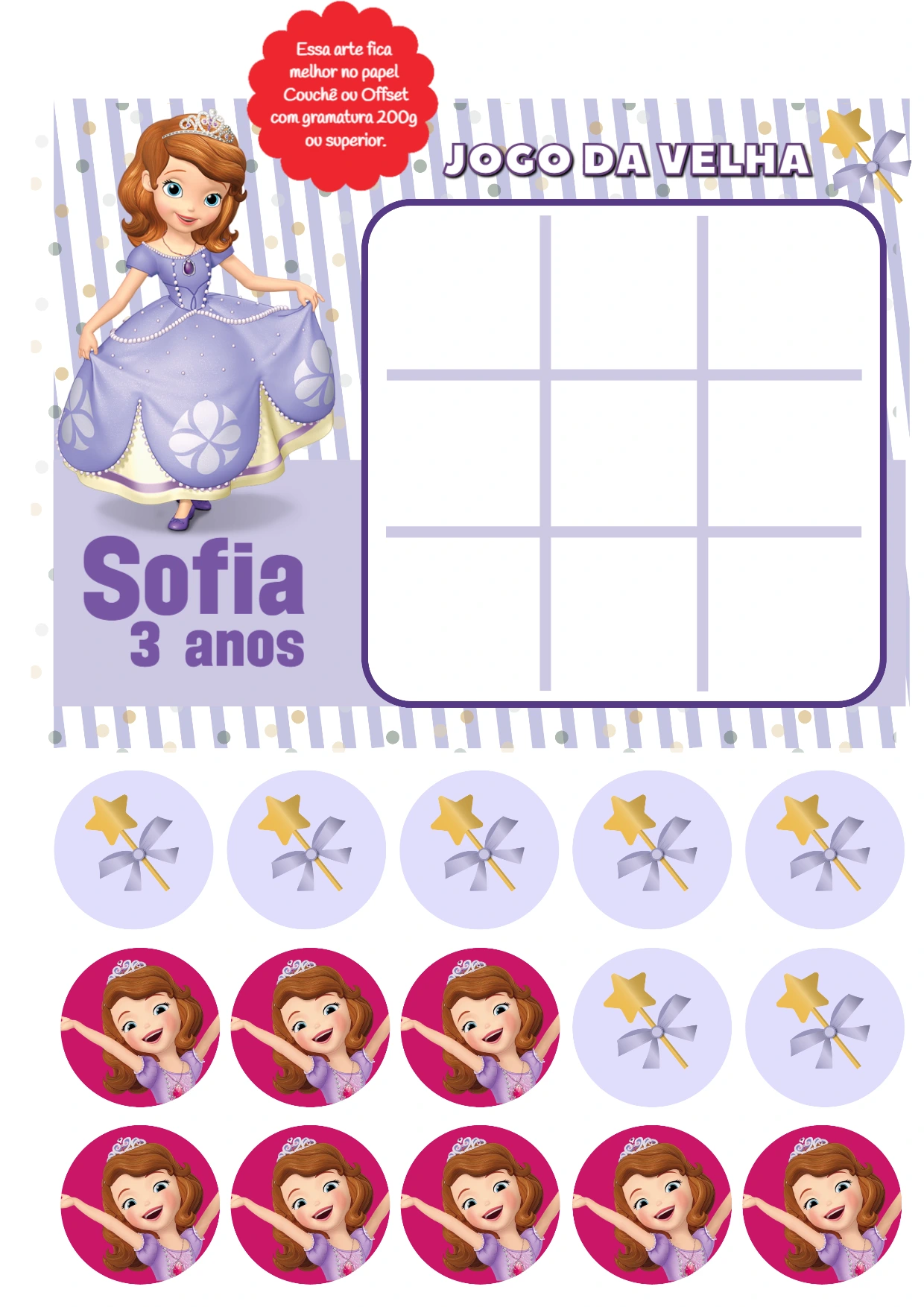 Jogo da Velha Princesinha para Aniversário para Editar Online