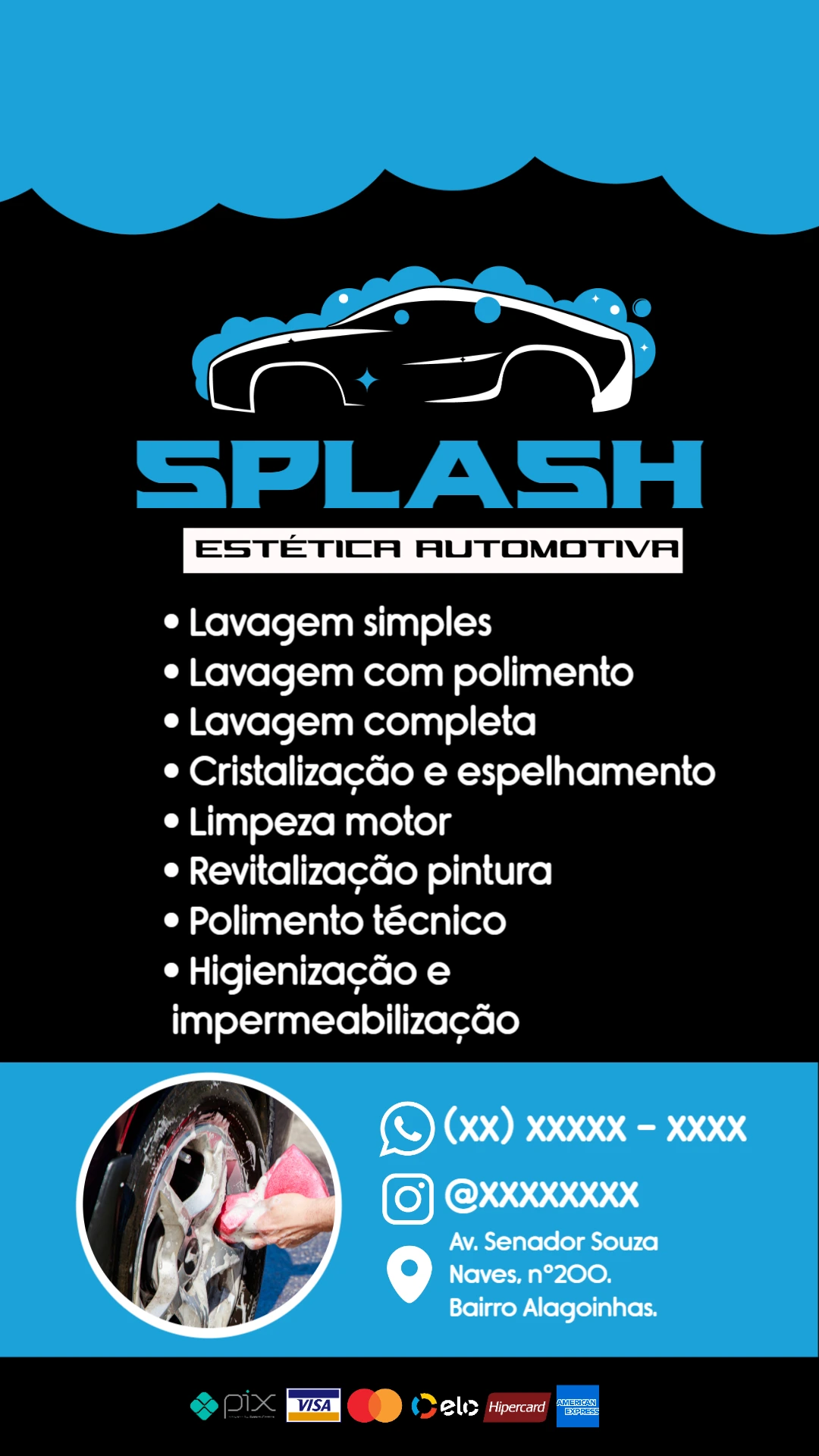 Cartão de Visita Lava Jato Moderno para Editar e Imprimir