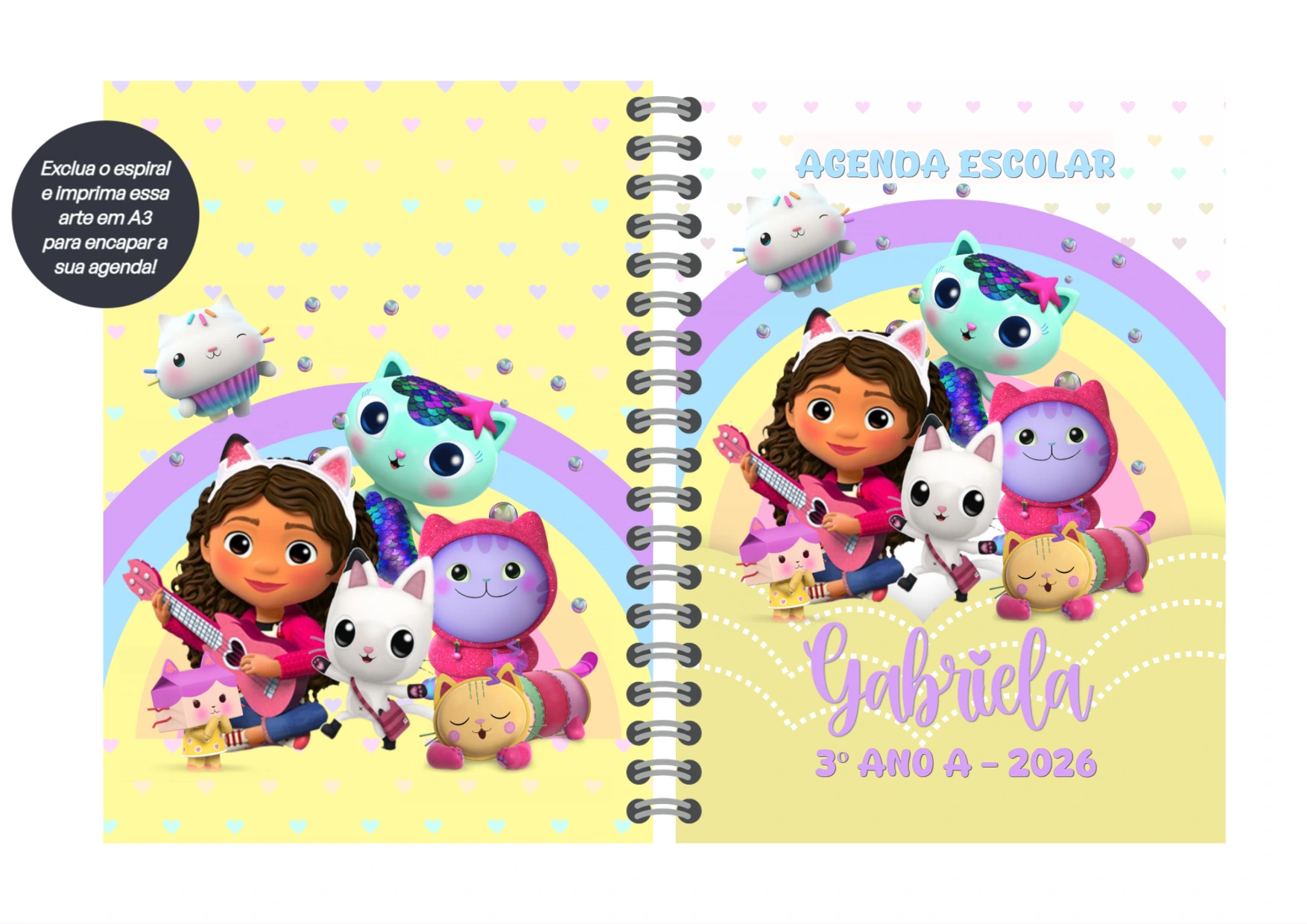 Capa de Agenda A Casa Mágica da Gabby para Editar Online