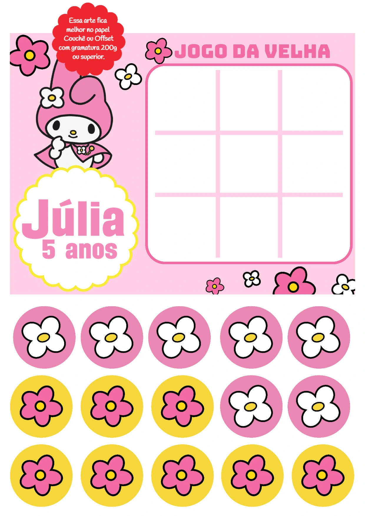Lembrancinha Jogo da Velha My Melody para Editar