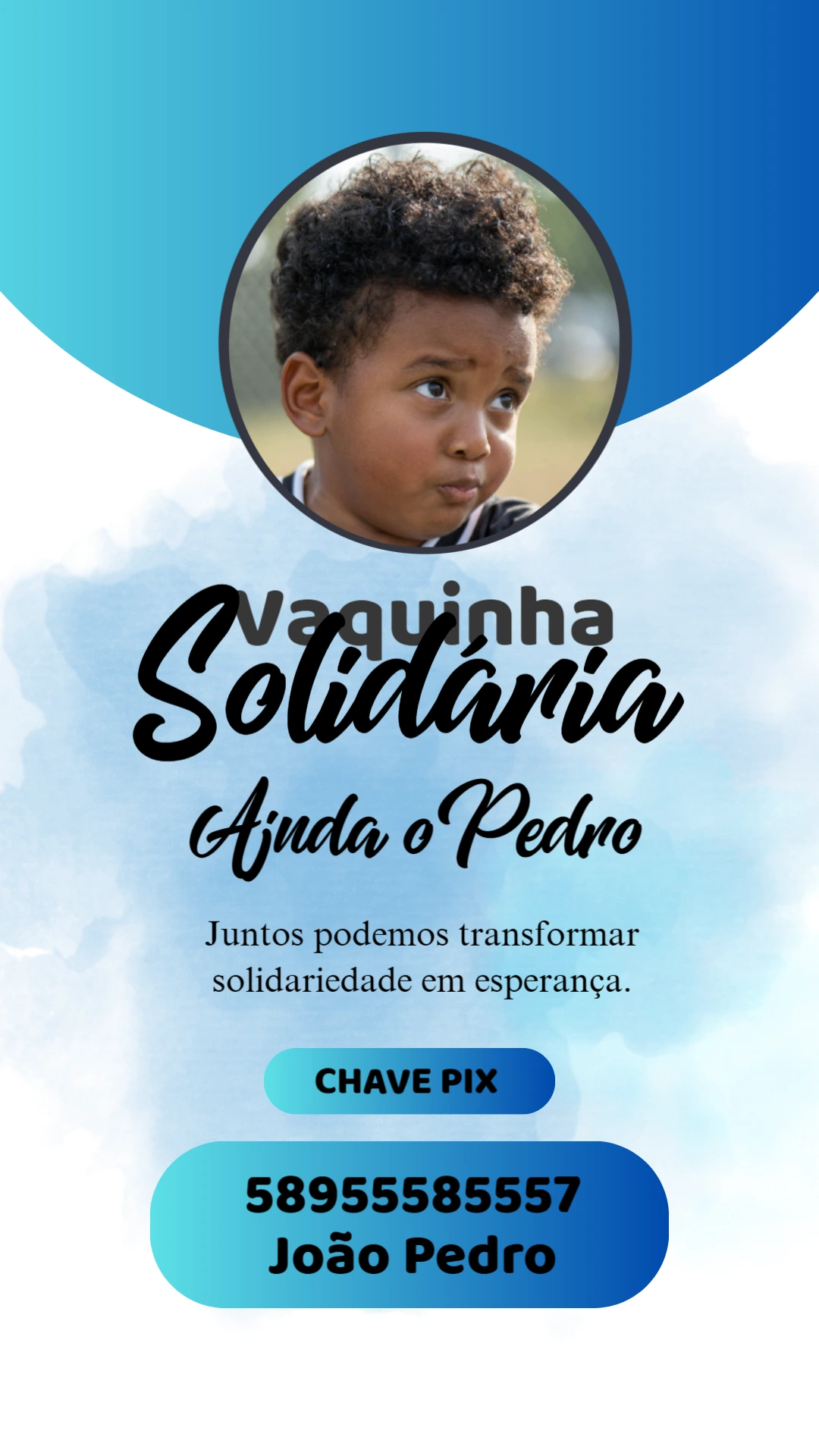 Arte Vaquinha Solidária com Foto para Editar e Divulgar