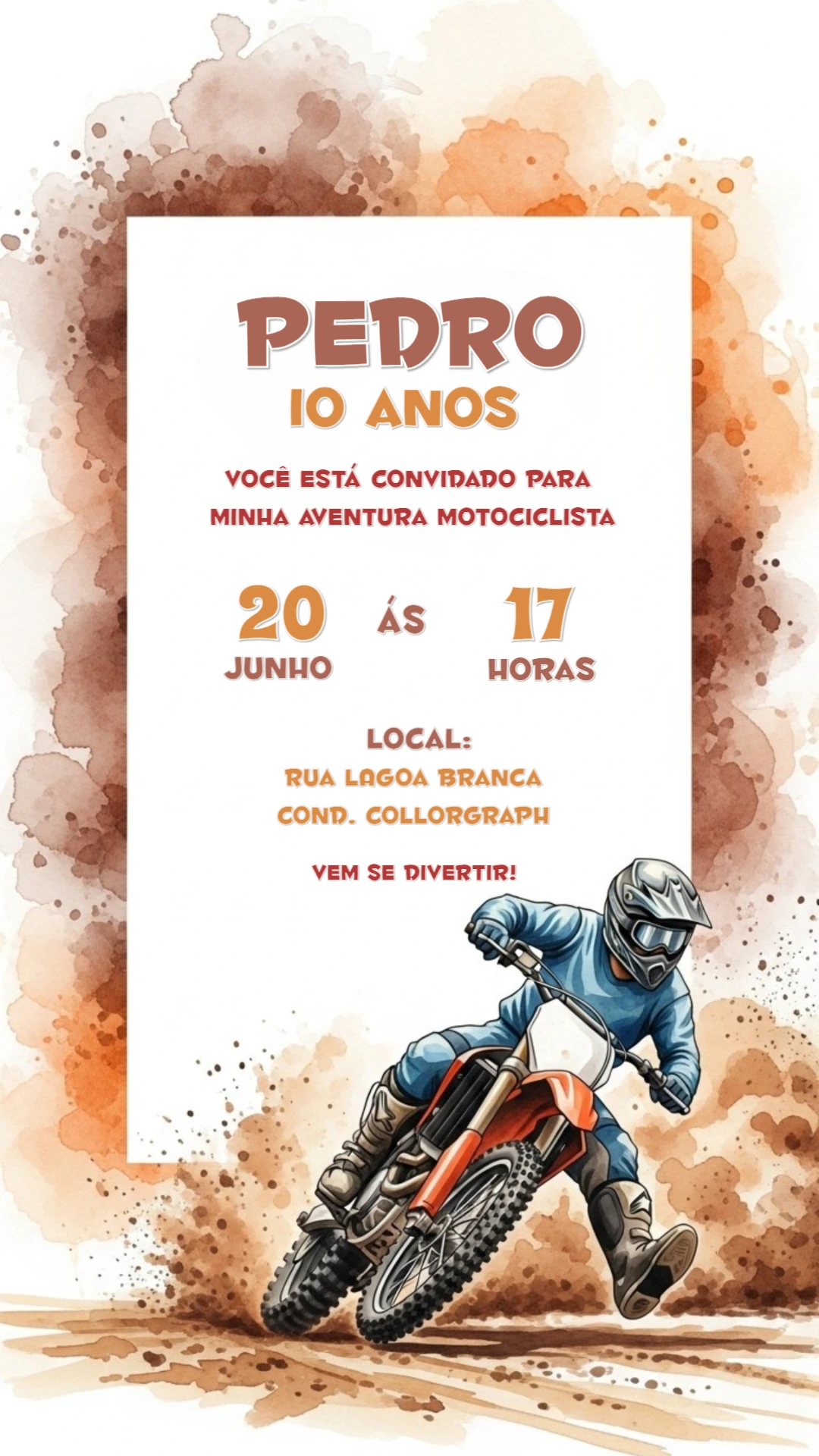 Convite de Aniversário Motocross Radical para Editar Online