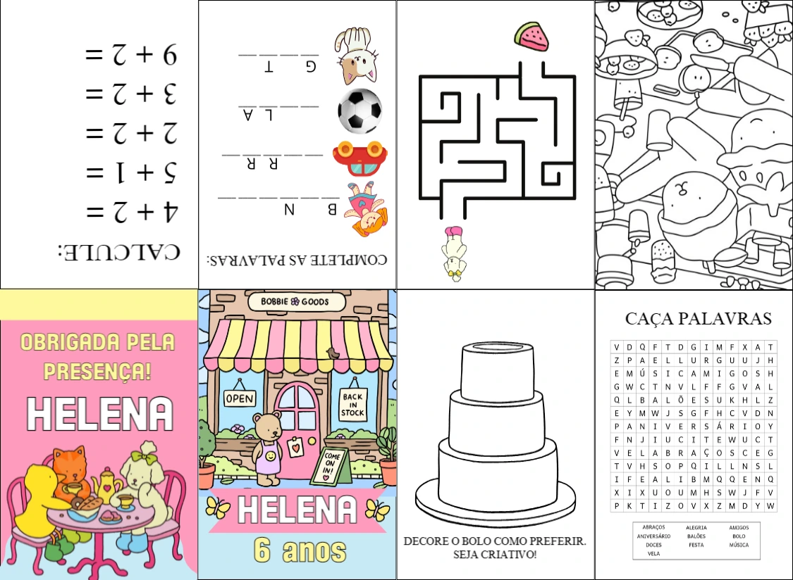 Livrinho de Atividades Bobbie Goods para Aniversário para Editar