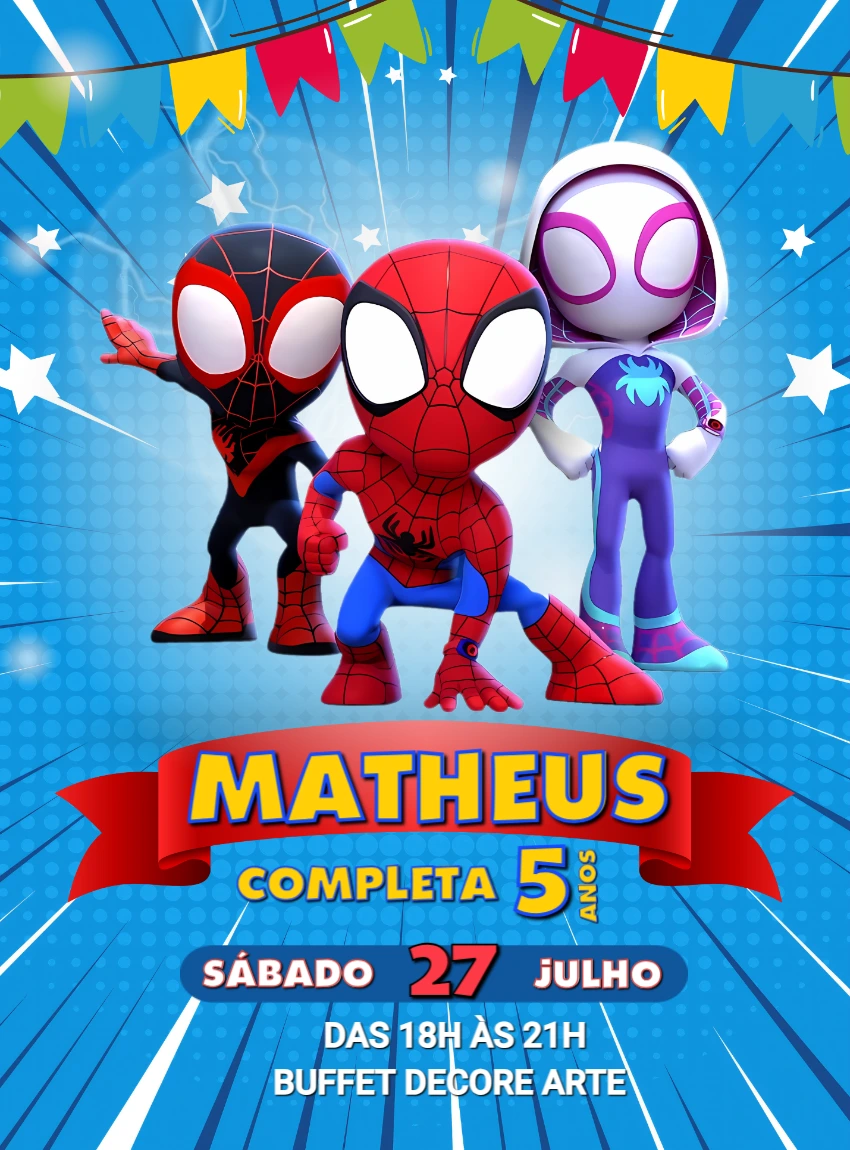 Convite Aniversário Spidey Amazing Friends para Editar Online
