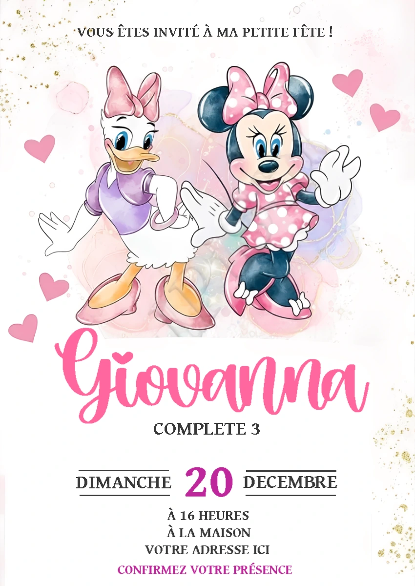 Invitation Anniversaire Minnie et Daisy à Éditer en Ligne