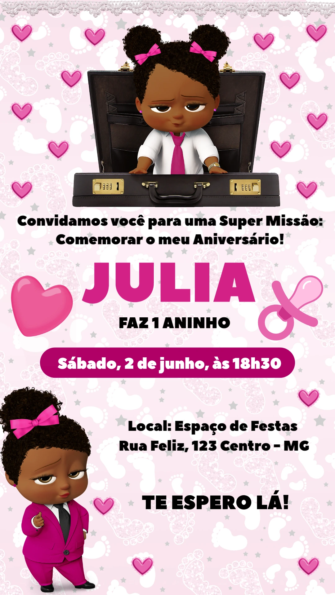 Convite Aniversário Poderosa Chefinha para Editar Online