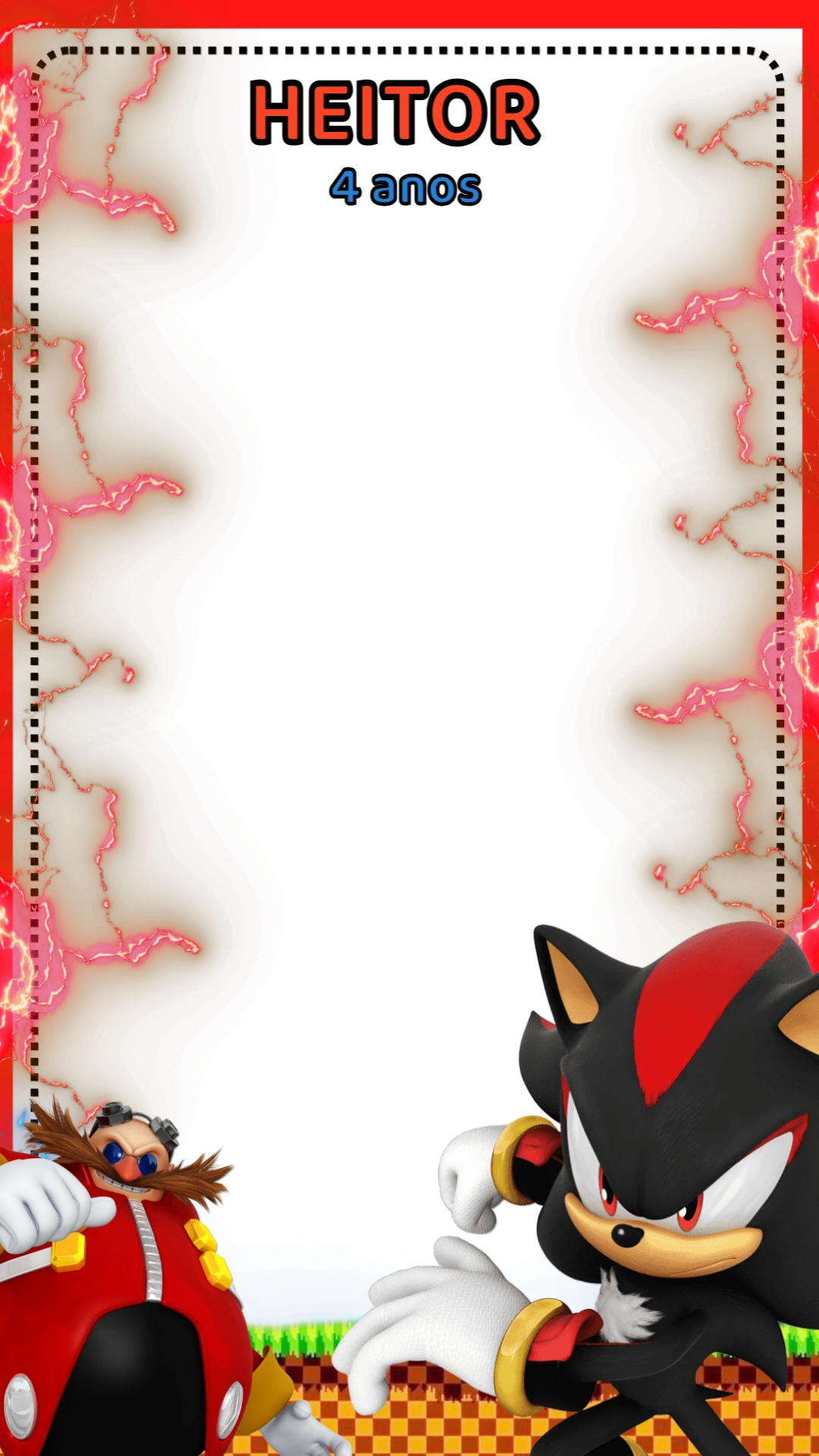 Moldura de Aniversário Sonic Shadow para Stories Editável